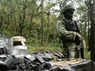 Mexick vojk stoj u munice a vyslaek, kter lenov armdnho komanda