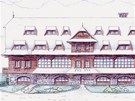 Vizualizace podoby Slezského domu na Lysé hoe v Beskydech.