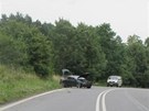 Nehoda Opelu Tigra u Zámrsku, v aut se rozkolísal pivní sud. (22. ervence