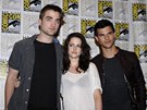 Robert Pattinson, Kristen Stewartová a Taylor Lautner