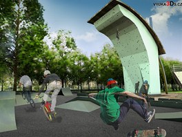 Studie skateparku a lezeck stny, kter vzniknou pi obnov parku ve