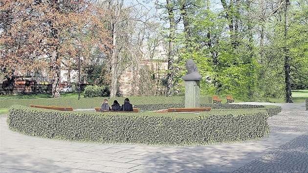 Vizualizace nové promenády v Komenského sadech v Ostrav.