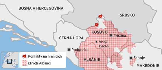 MAPA: Nepokoje na Kosovsko - Srbsk hranici