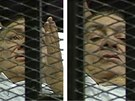 Nkdejí egyptský prezident Husní Mubarak sleduje zaátek svého procesu z