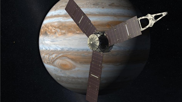 Sonda Juno u Jupiteru podle pedstav ilustrátora
