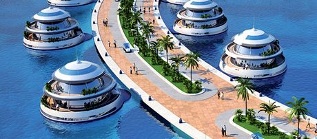 Vizualizace luxusního plovoucího letoviska poblí Kataru