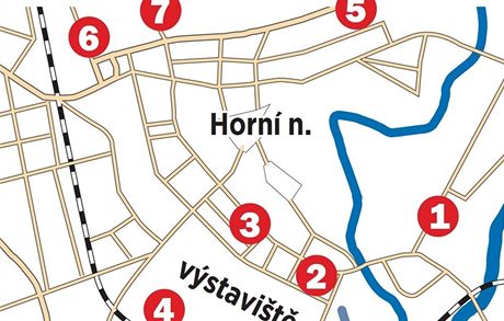 Mapa mst, kde se d bhem kvtinov vstavy Flora zaparkovat.