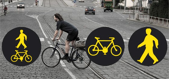 Jak budou vypadat symboly na nových semaforech pro cyklisty.
