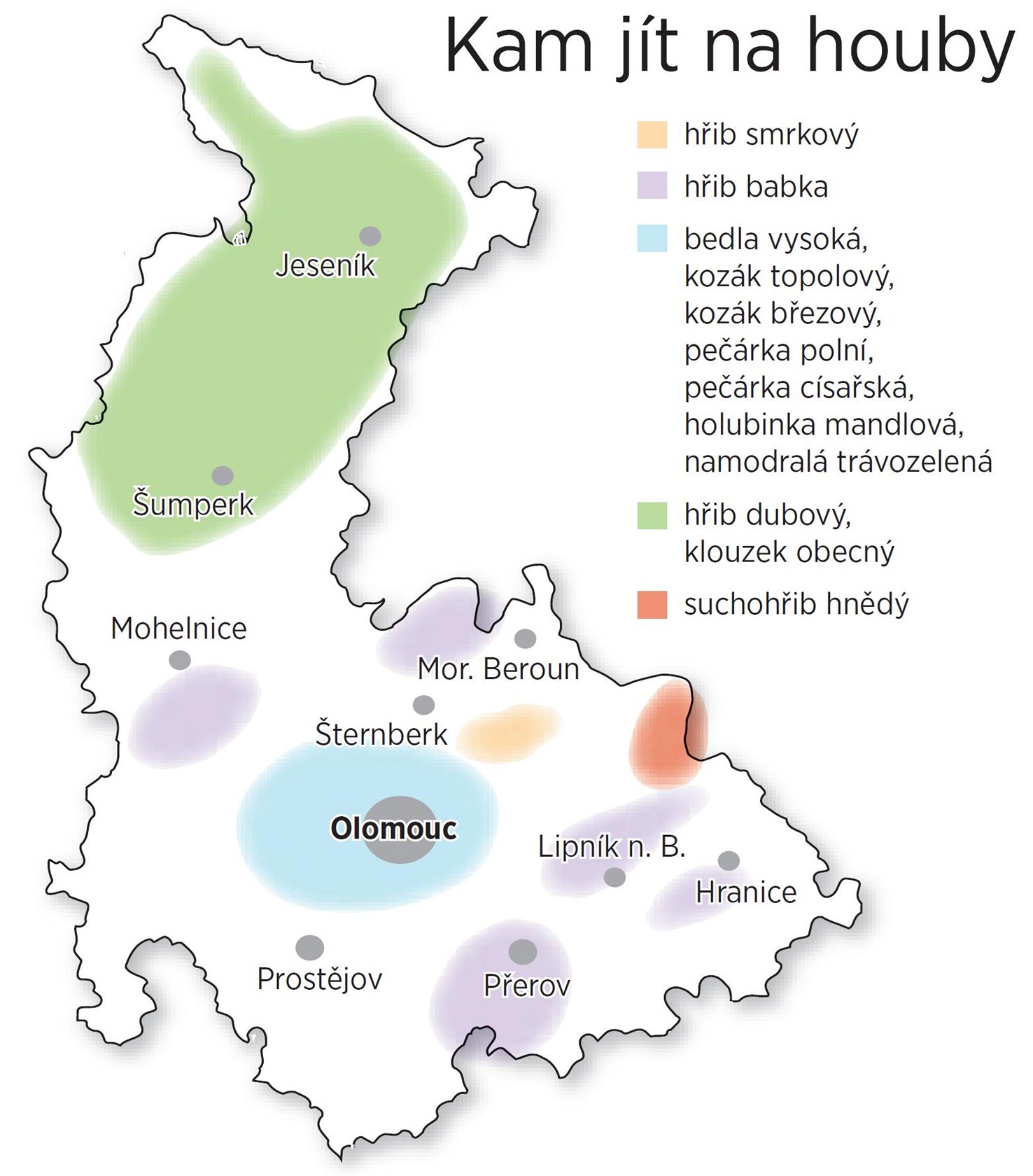 houbařská mapa Fotogalerie: Houbařská mapa Olomouckého kraje. houbařská mapa