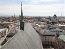Pohled na Olomouc ze stechy kostela svatého Moice, jedné z dominant centra