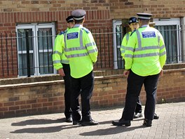 Hldkujc policist v londnskm Enfieldu (10. srpna 2011)