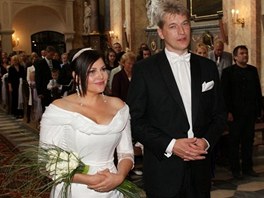 Ilona Csáková a Radek Voneš byli oddáni v kostele ve Vranově u Brna.