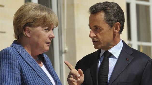 N�mecká kanclé�ka Angela Merkelová a francouzský prezident Nicolas Sarkozy p�ed