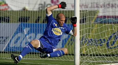 Radek Sozík, branká Bohemians, zasahuje