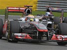 Lewis Hamilton pi Velké cen Belgie formule 1.