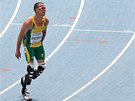 Oscar Pistorius po úspném rozbhu na 400 metr.