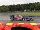 Sebastian Vettel z Red Bullu na trati v belgickém Spa. 