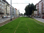 Rekonstruovaná tramvajová trať z Vítězného nám. do Podbaby - úsek mezi