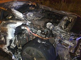 Lamborghini Gallardo znien ohnm u Strahovskho tunelu v Praze