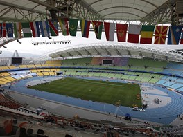Pohled na stadion do Tegu, kde by mlo atletické soute mistrovství svta