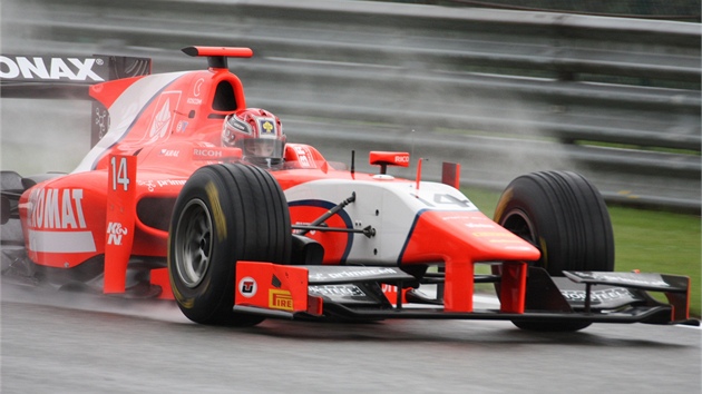 Josef Král s vozem týmu Arden v závod GP2 v belgickém Spa-Francorchamps.