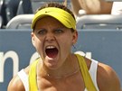 ANO! eská tenistka Lucie afáová se raduje z postupu do tetího kola US Open.