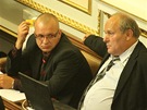 Jaroslav kárka a Stanislav Huml bhem jednání Snmovny (30. srpna 2011)