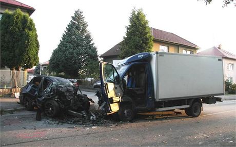 Tragická nehoda BMW a dodávky v Humpolci