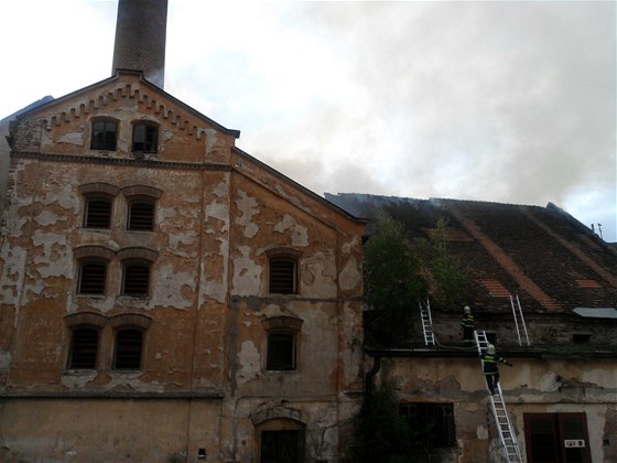 Požár pivovaru v Jindřichově Hradci v roce 2011.