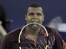 J JI ASI SNM. Francouzsk tenista Jo-Wilfried Tsonga koue rm sv rakety v