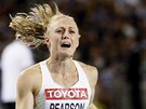NEMَU TOMU UVIT! Australanka Sally Pearsonová probíhá cílem závodu na 100 m