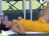 OETEN. Srbsk tenistka Jelena Jankoviov si bhem zpasu na US Open