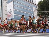 zvodnci na trati maratonu na atletickm MS v Tegu