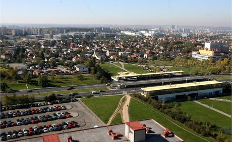 Výhled na Chodov, v popedí je stanice metra C Opatov.