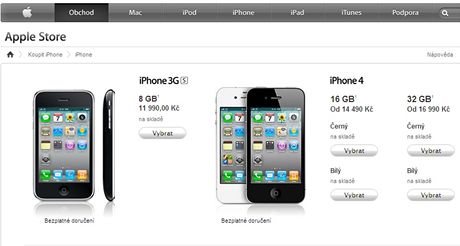Apple Store R, nabídka iPhon