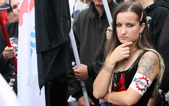 Lucie Šlégrová na demonstraci DSSS v Novém Boru v září 2011