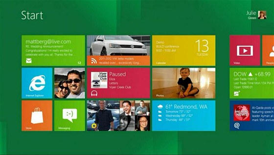 Hlavní stránka Windows 8