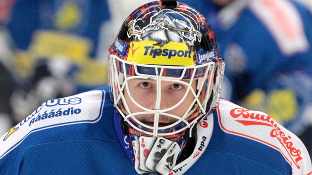 PJENÁ MASKA. Kladenský gólman Jan Chábera dostal svou vlastní masku teprve