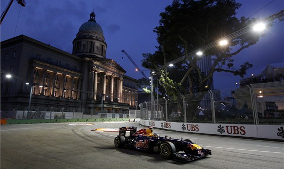 Sebastian Vettel na okruhu v Singapuru
