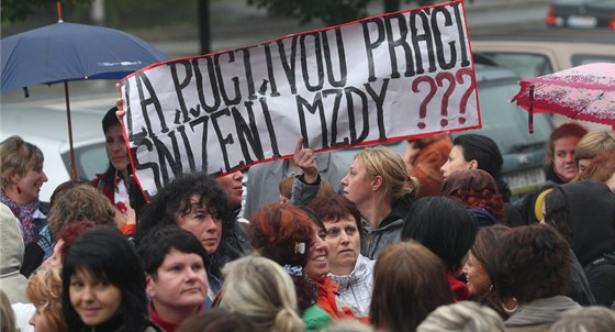 Demonstrace zdravotních sester a dalího personálu nemocnic proti zmn systému