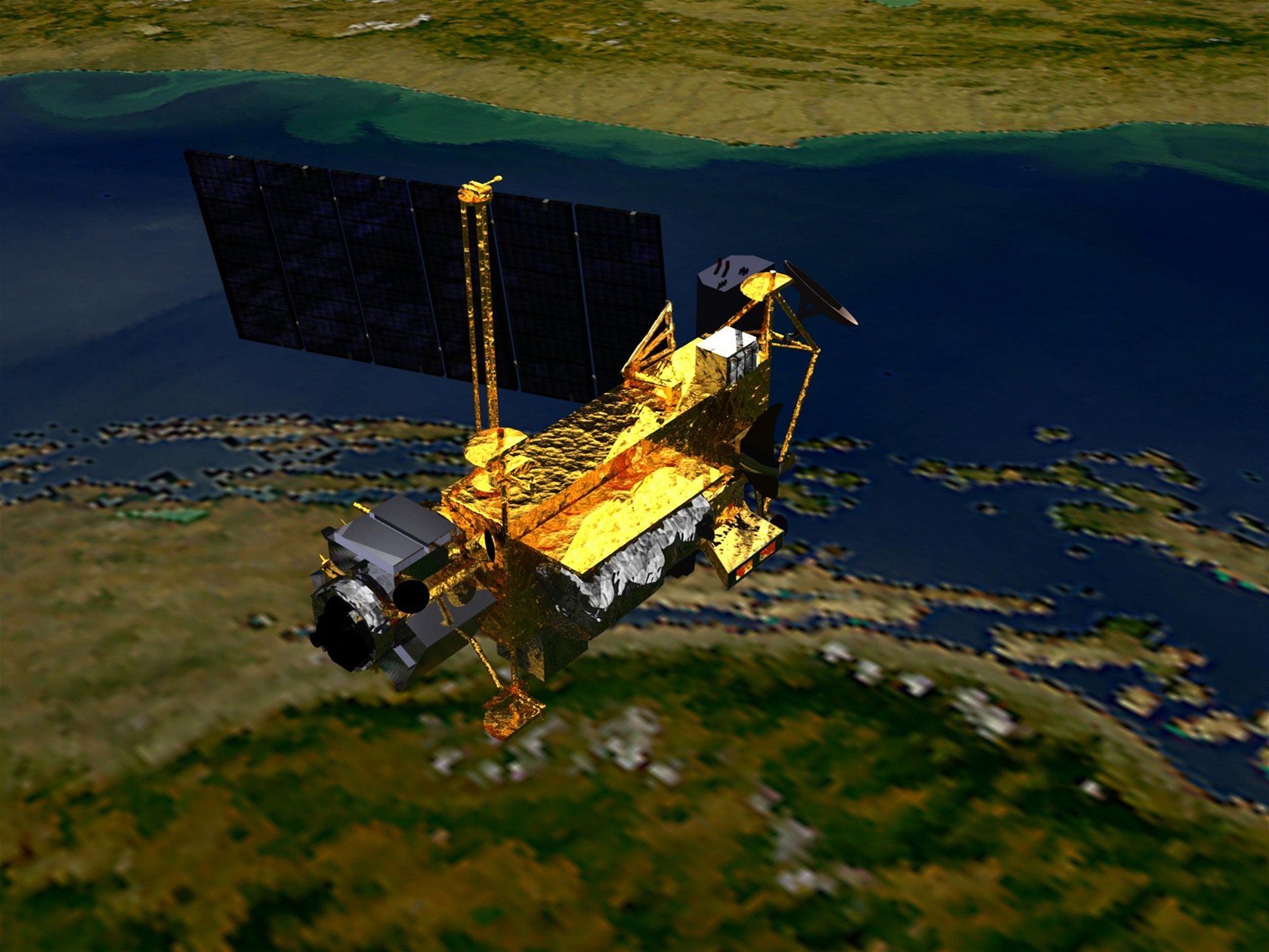 Obrázek satelitu UARS, který v sobotu 24. zá�í 2011 ukon�il svou vesmírnou pou�