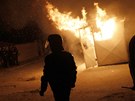 Policie pi protiromských nepokojích ve mst Katunica v Bulharsku