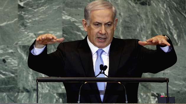 Izraelský premiér Benjamin Netanjahu v OSN (23. zái 2011)