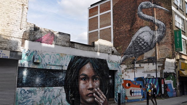 Graffiti u Brick Lane v Londýn
