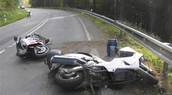 Nehoda motocyklisty u Sobotína na umpersku