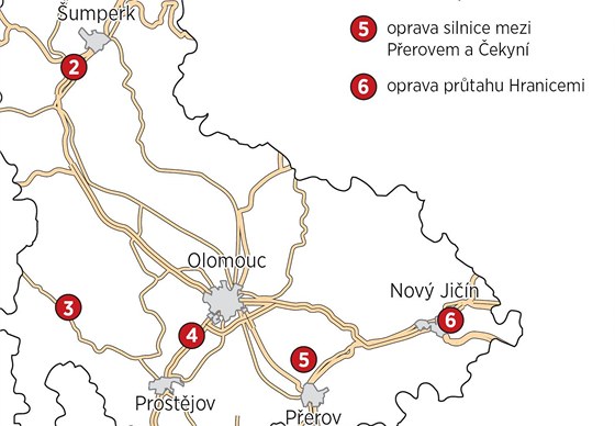 Mapa znzorujc rozmstn esti pro idie nejcitelnjch podzimnch