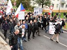 Pochod Ústím nad Labem v rámci demonstrace proti nepizpsobivým. (8. íjna