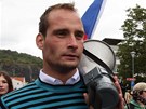 Na demonstraci v Ústí nad Labem nemohl chybt ani organizátor nkterých