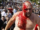 Fotograf Reuters si poviml mue, kterého údajn levicoví demonstranti nazvali