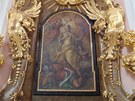 Obraz sv. Barbory, replika zhotovená podle fotografie, v kostele Nejsvtjí